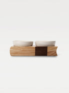  Two bowls on a wooden two tone tray