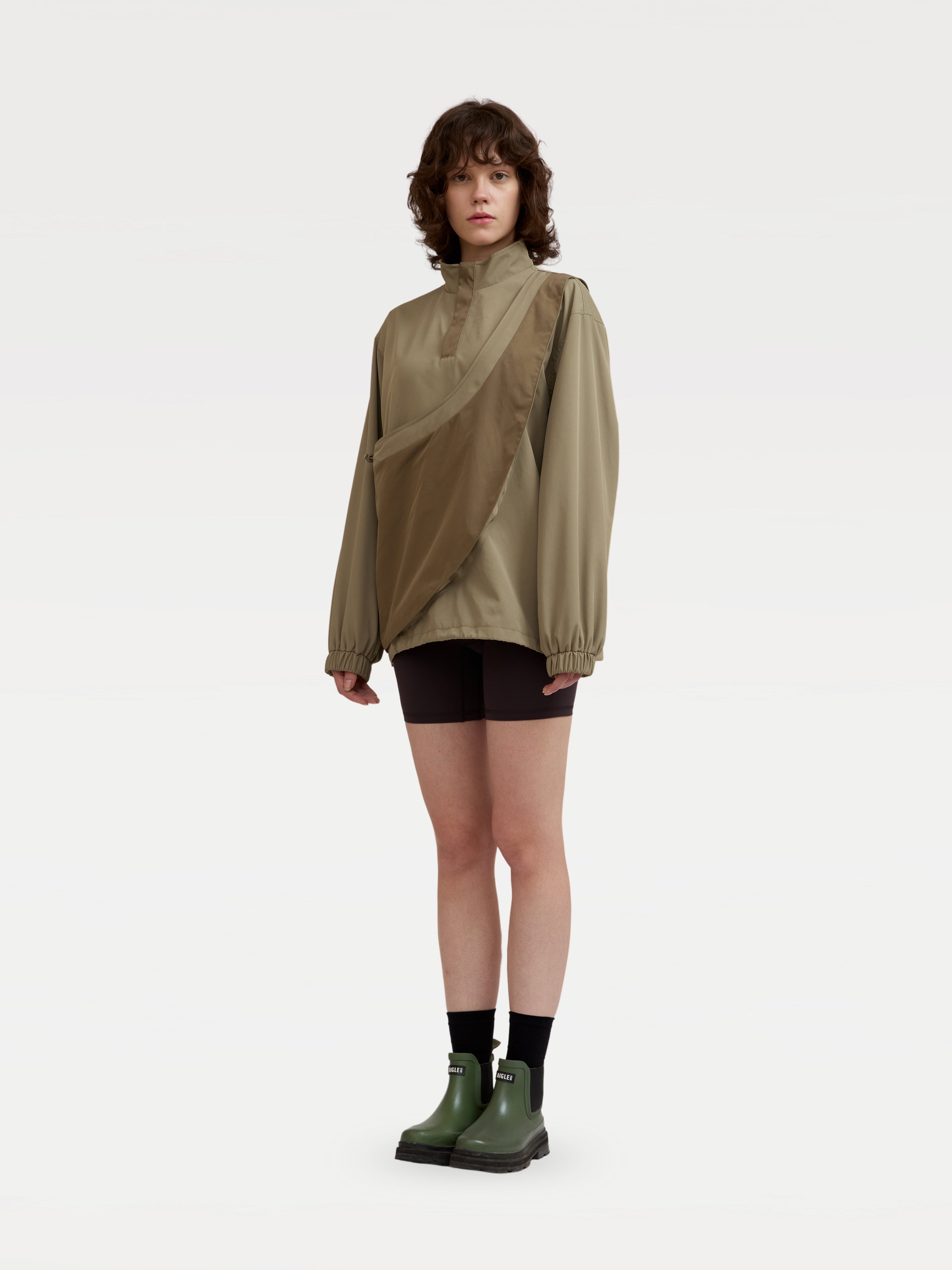 Olive Kangaroo Pouch Unisex Outdoor Waterproof Jacket Riikyu